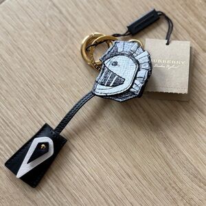 NWT Burberry Pallas Heads Helmet Lock Charm Keychain